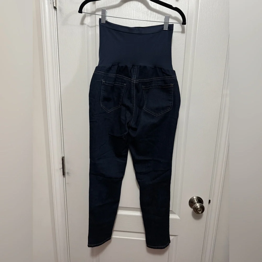 indigo Blue Maternity Skinny Jeans Womens PM Blue Dark Denim Comfort  Full Panel